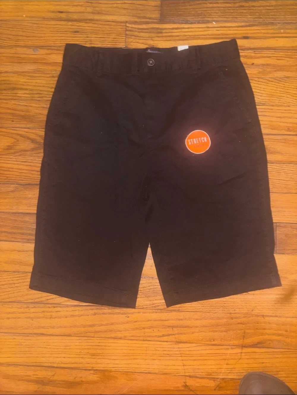 The Children's Place Black Kids Stretch Shorts with Orange Badge